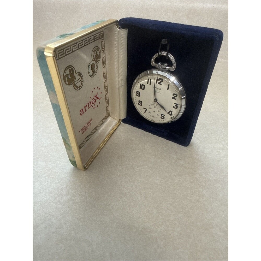 Vintage Arnex 17 Jewels Incabloc with Box Pocket Watch